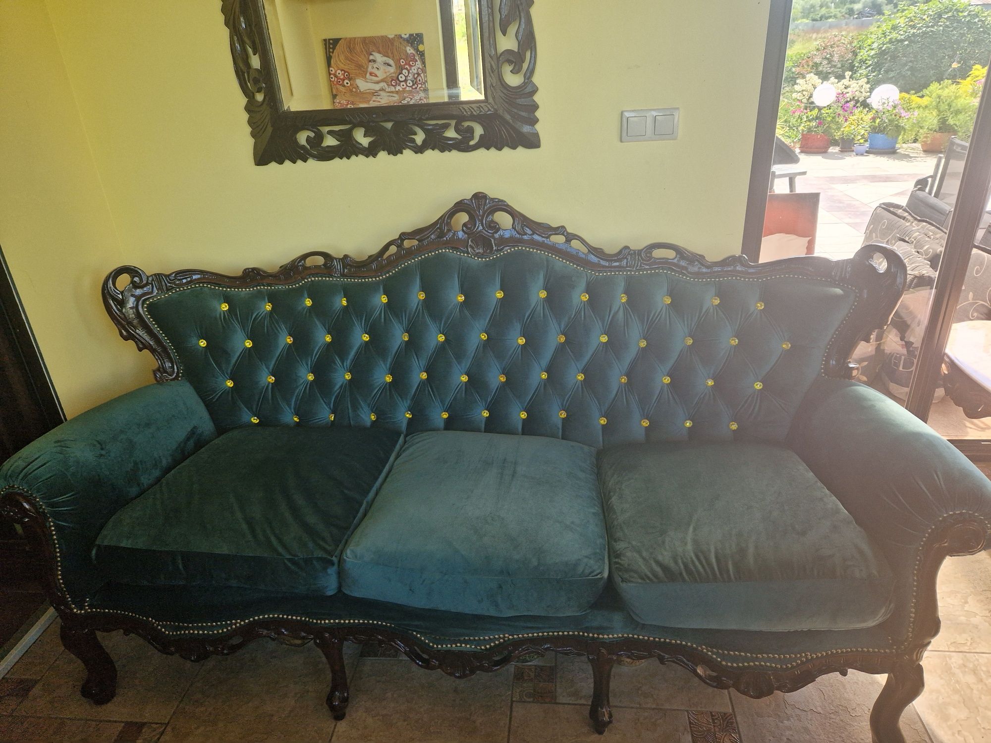 Meble zestaw wypoczynkowy sofa i dwa fotele komplet neobarok