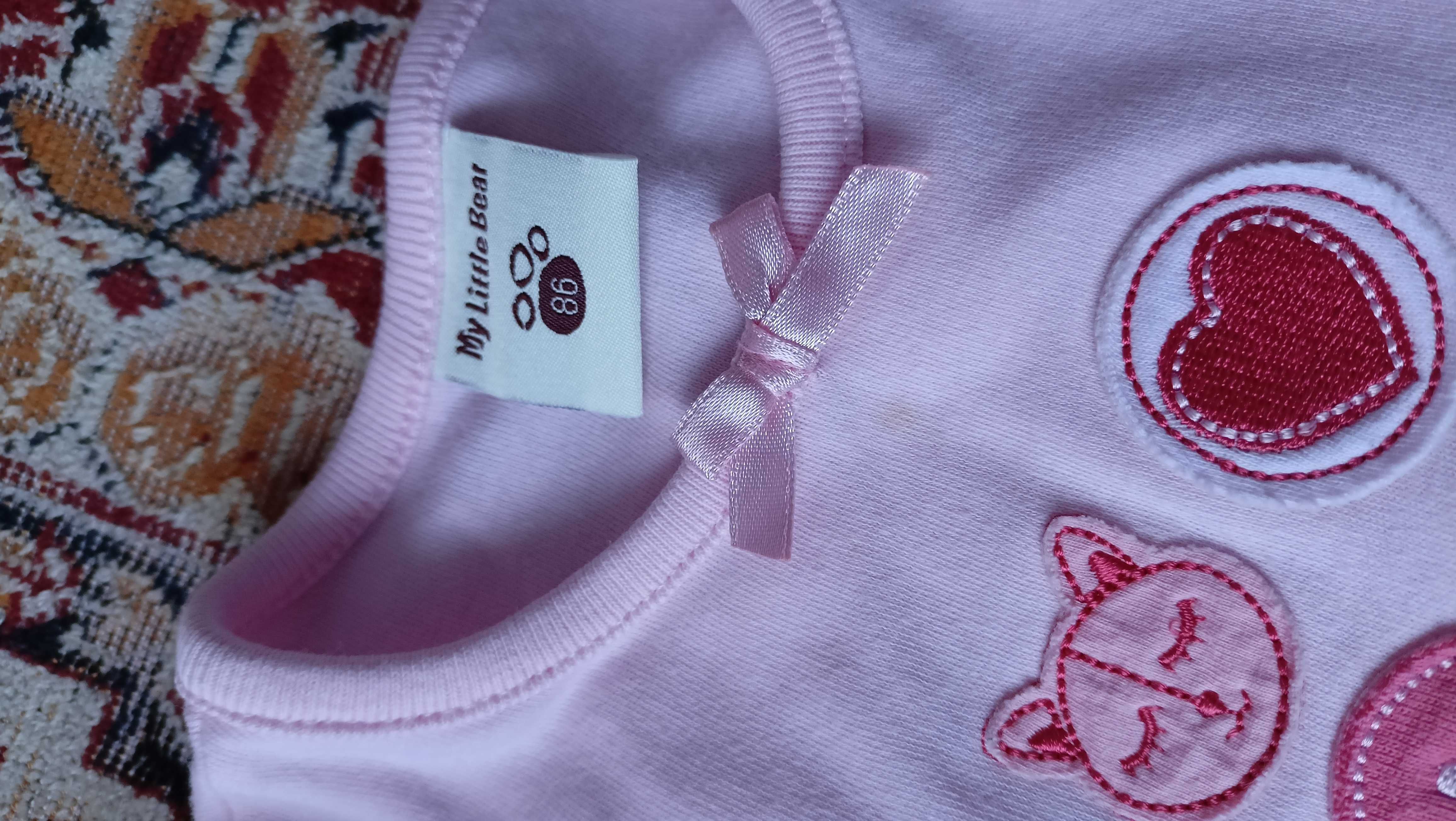 55/body róż + koszulka długi rękaw rozm 86 /12-18 m-cy