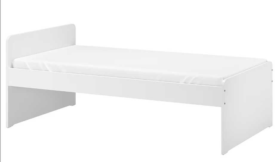 Cama SLÄKT c/estrado ripas, branco, 90x200 cm com um mês de uso