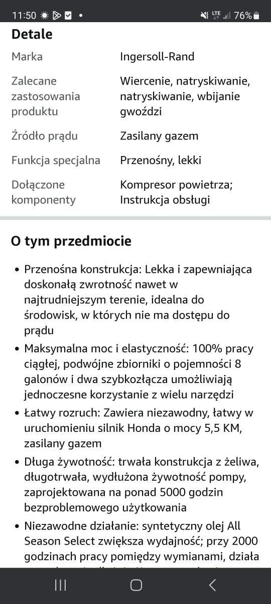 Podwójna sprężarka Ingersoll-Rand spalinowa