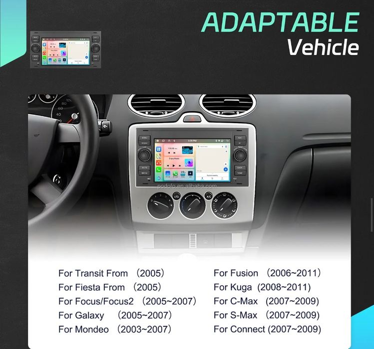 Rádio Android 13 Ford Focus Fiesta Galaxy Mondeo 4/64GB Carplay GPS