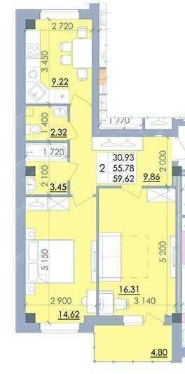 єОселя! 2-кімнатна в ЖК Пелюстковий!