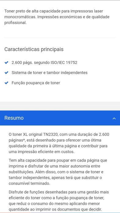 Brother - Toner preto TN2320 Impressoras