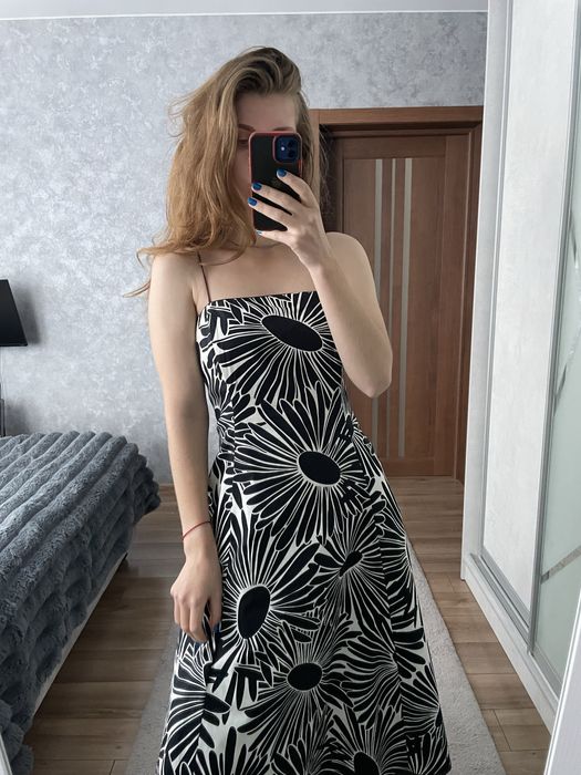 Вінтажна коттонова міді сукня з пишною юбкою з корсетом Laura Ashley