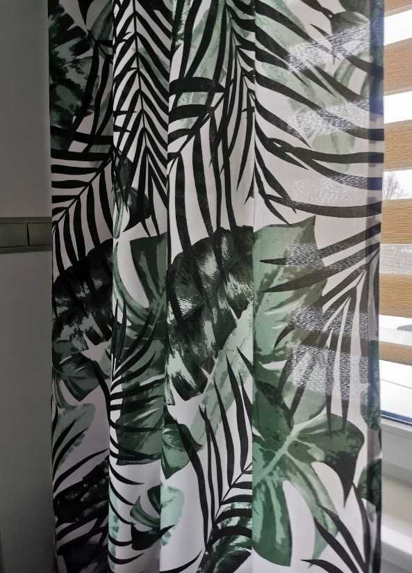 Zasłony liście monstera lato przelotki dom wystrój wzór 140 x 250