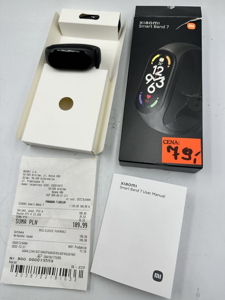 Zegarek smartband Xiaomi 7, bdb stan