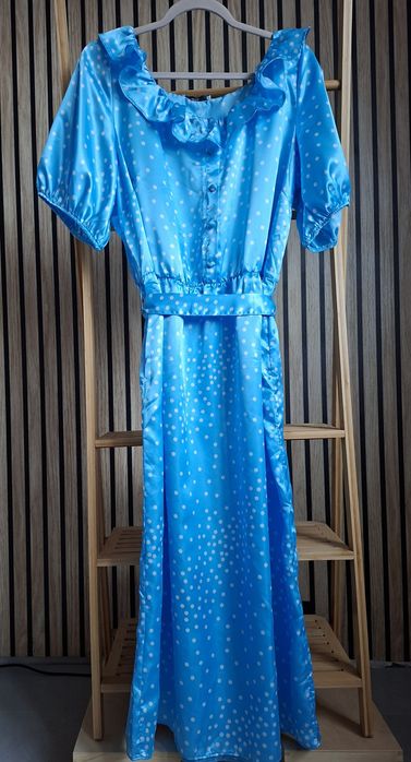 Sukienka maxi błękitne w kropki - Nowa