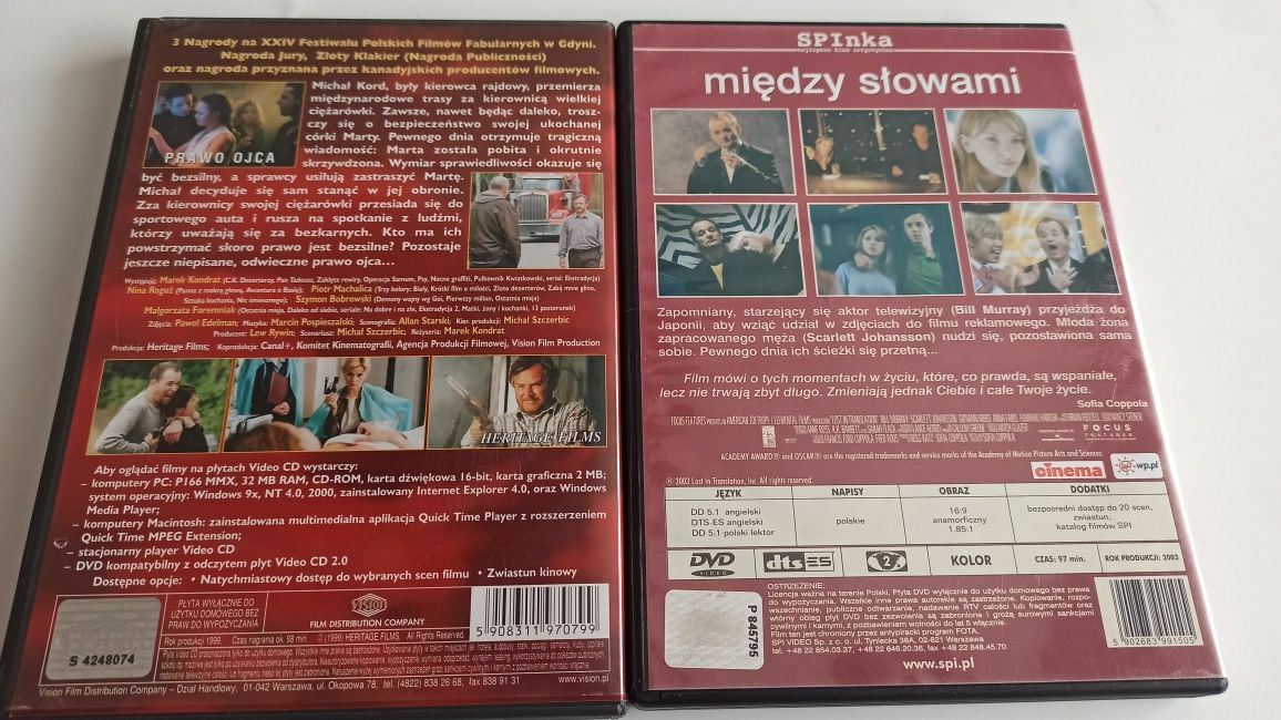 Filmy Prawo ojca v-cd, miedzy slowami dvd