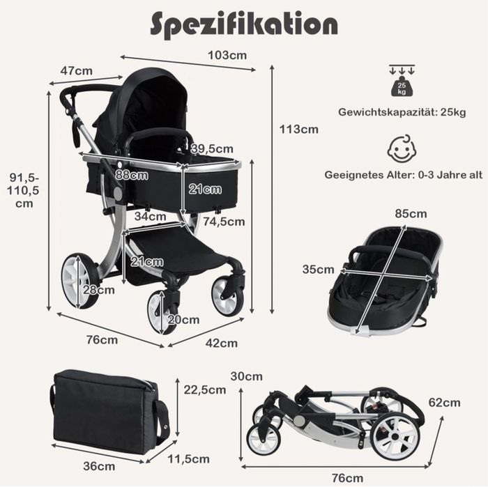 Коляска Costway 2в1