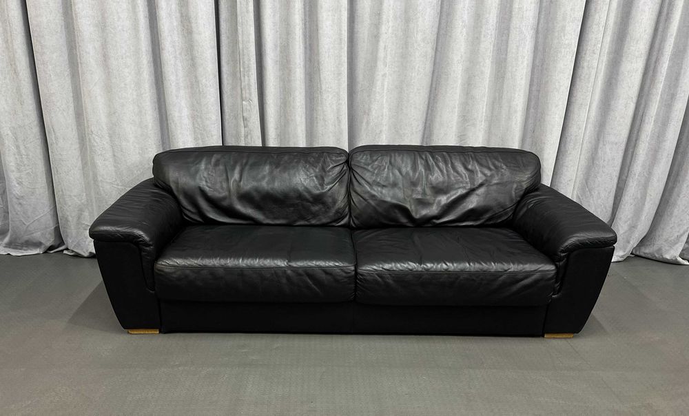 Чорний шкіряний диван-трійка/трьохмісний/шкіряні дивани/меблі з Європи