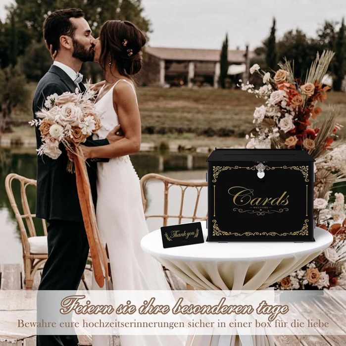 Czarne Akrylowe pudło na koperty pudełko eleganckie ślub wesele