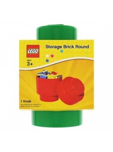 Okrągły pojemnik klocek LEGO Brick 1 zielony