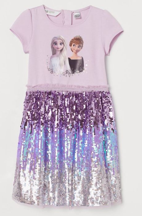 Elsa, Elza, Frozen, Kraina Lodu, cekiny, CEKINOWA HM 122/128 NOWA