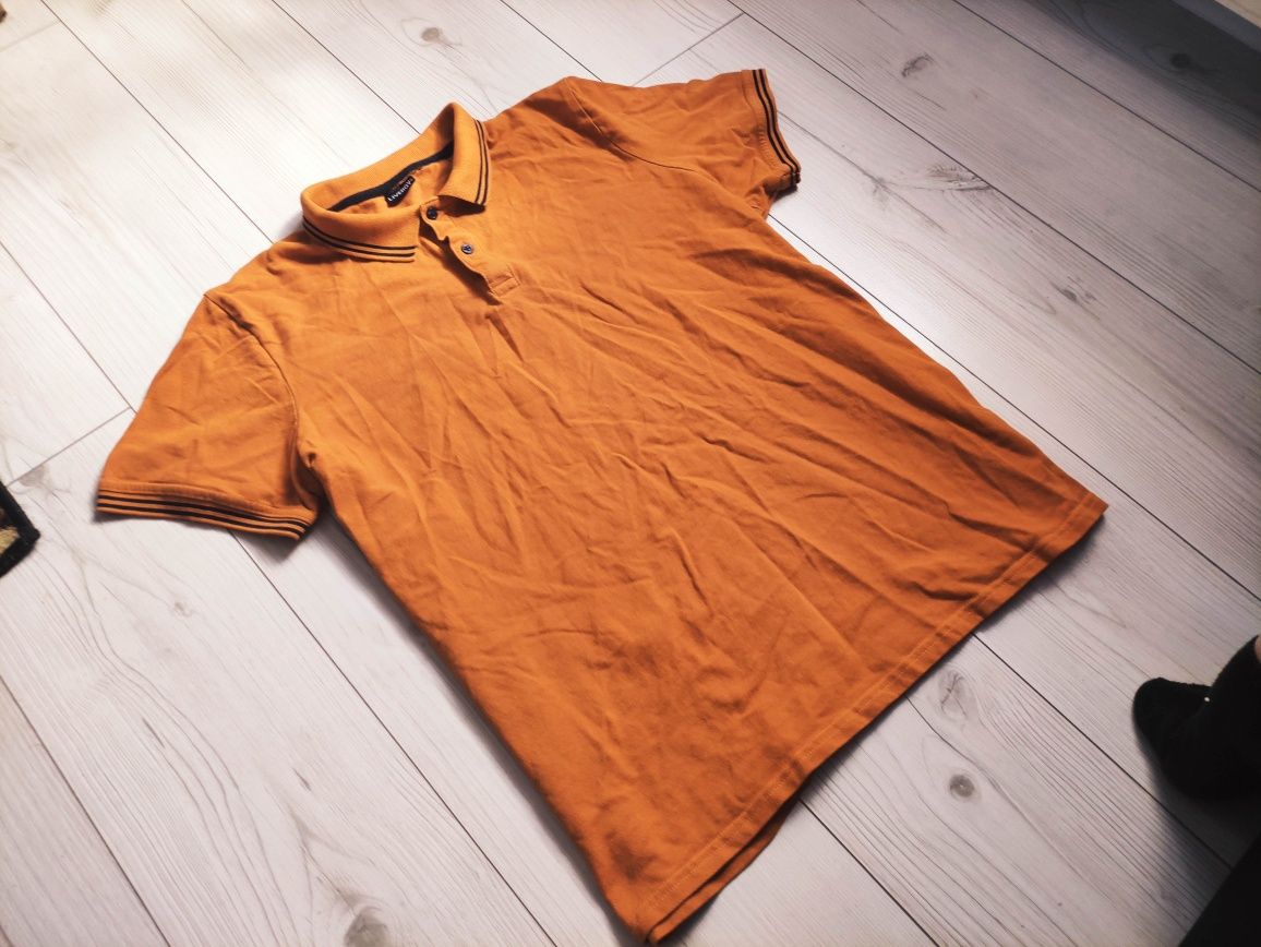Musztardowa koszulka Polo męska XXL pomarańczowa