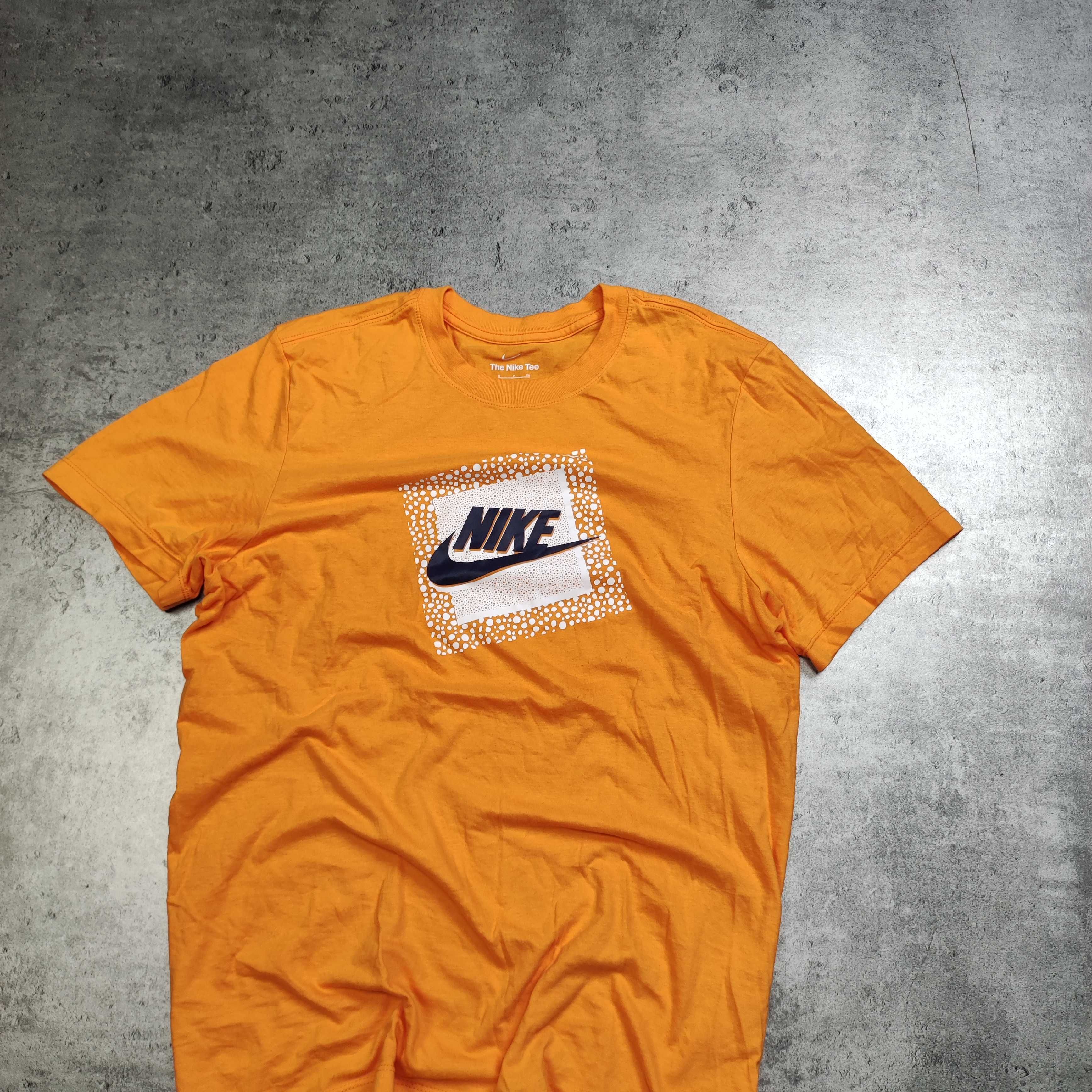 MĘSKA Koszulka Bawelna Nike AIR Nadruk Logo Pomarańczowa Sportowa