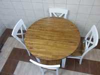 Stoły krzesła meble białe z drewna debowego sosnowego bar kuchnia