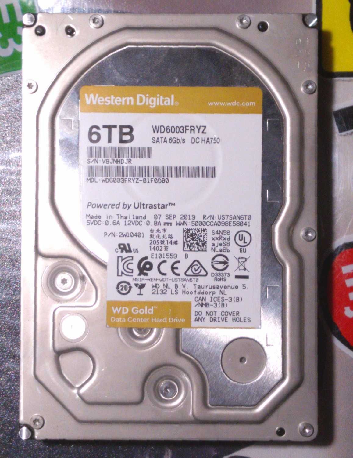 Жёсткий диск WD 6TB WD6003FRYZ Gold HDD + тесты