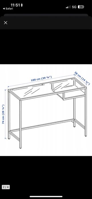 biurko ze szklanym blatem i półką- nowoczesny design