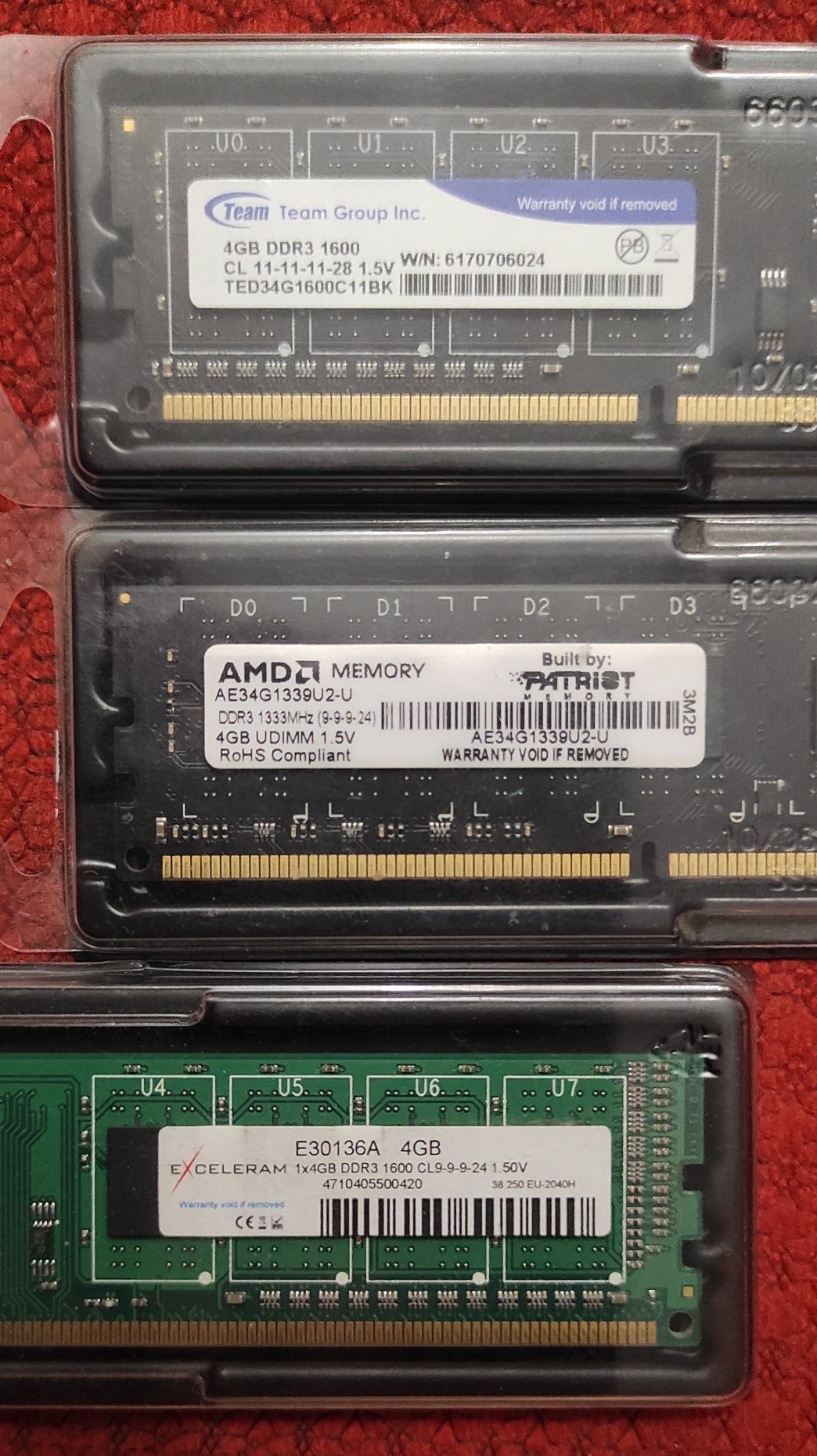 Оперативная память DDR3 4gb 1333/1600 MHz AMD, Team Group, Exceleram