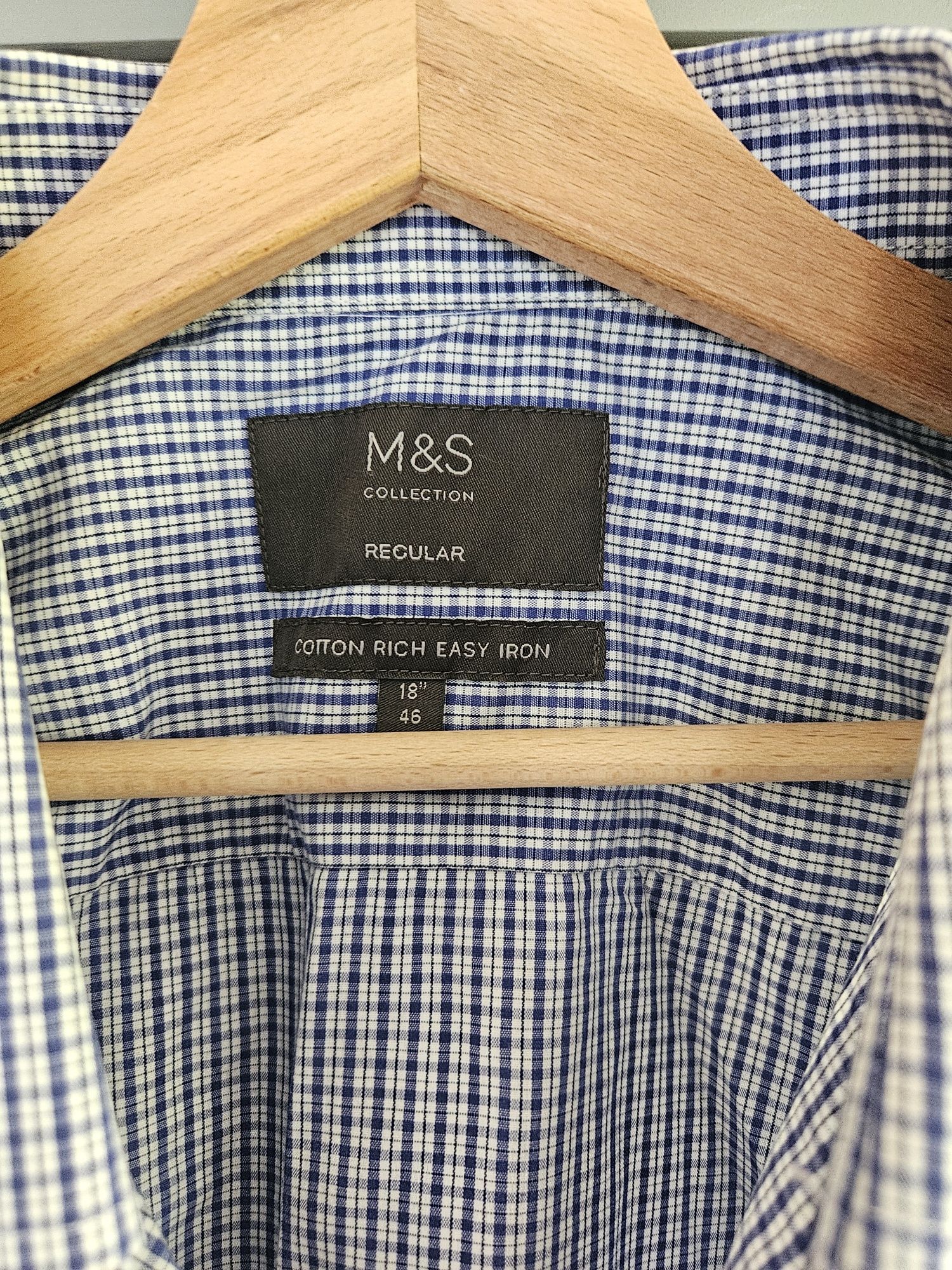 Koszula Marks and Spencer niebieska w kratę 18 46 XXL