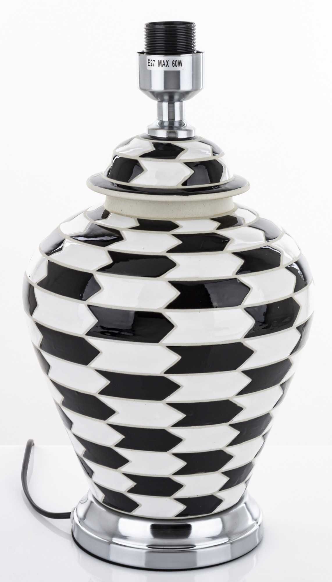 Stołowa lampa ceramiczna klasyczna czarno-biała lampka nocna 159069