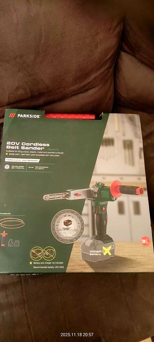 Nowy PARKSIDE Akumulatorowy pilnik taśmowy PBFA 20-Li A1, 20 V