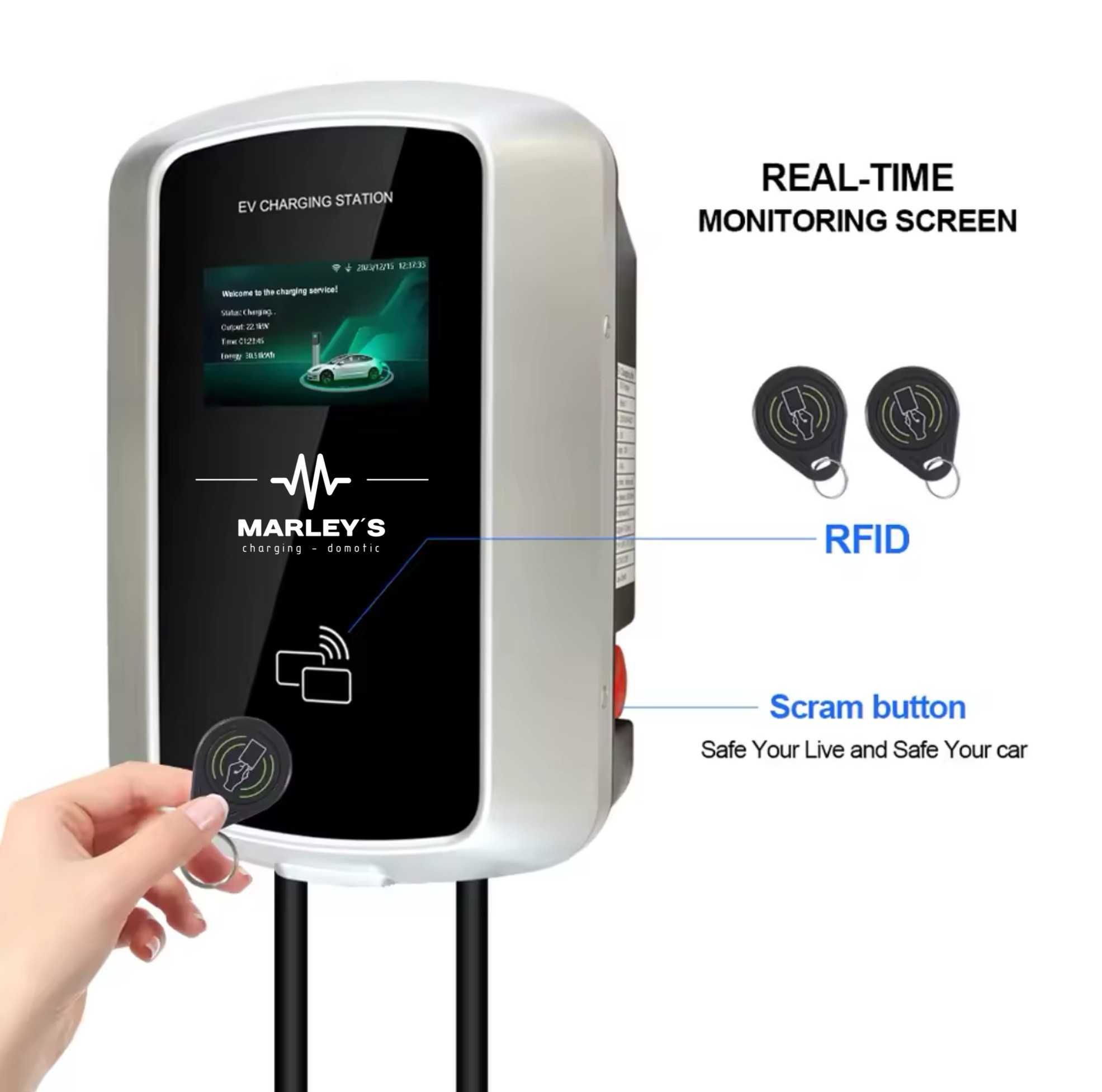 Carregador Wallbox - 11 KW - 16A - 3 fases - C/ APP e Cartões