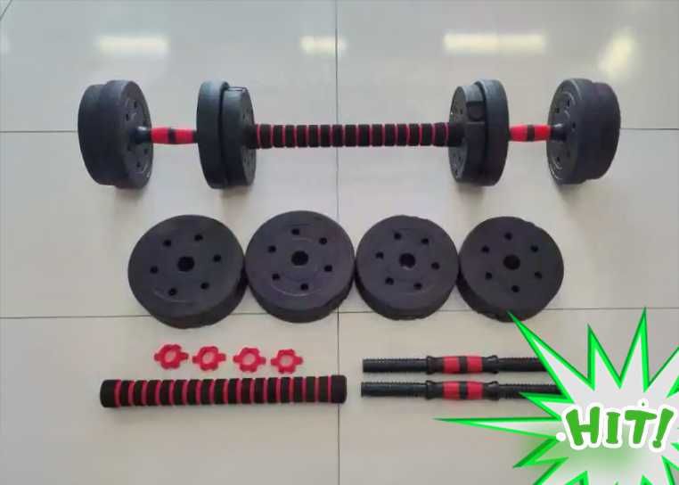 NOWY ZESTAW HANTLI regulowanych bitumicznych + sztanga 2x10kg 20kg