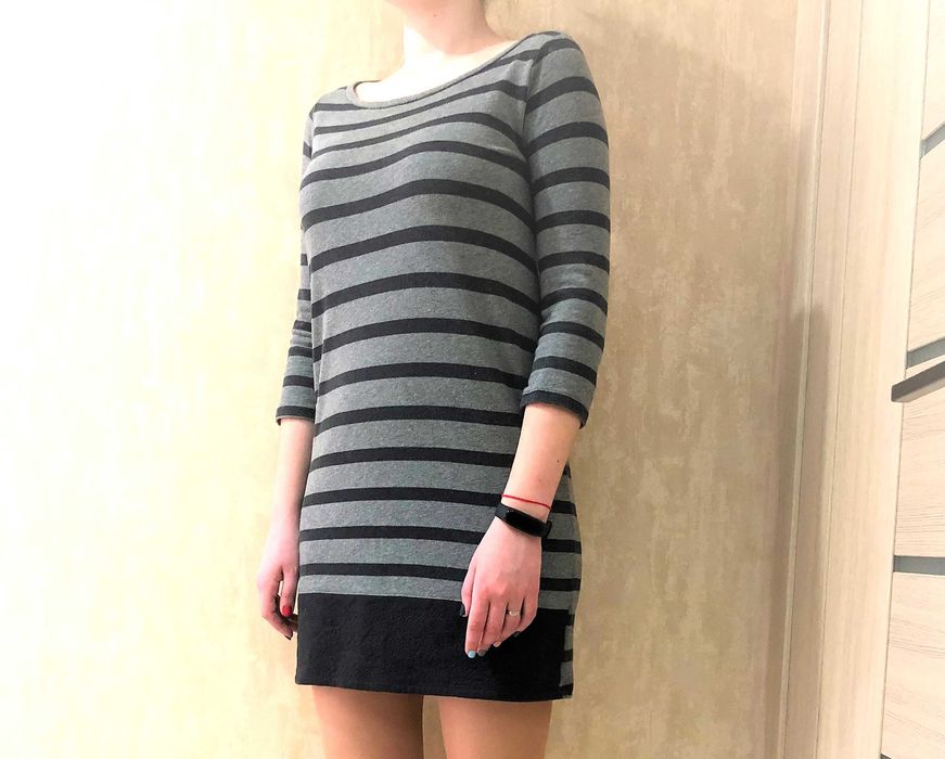 Сукня смугаста, платье серое полосатое ZARA, р. М