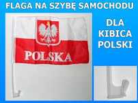 Flagi Flaga Kibica Polski Biało-Czerwona na Szybę Samochodową ( Obsz.)
