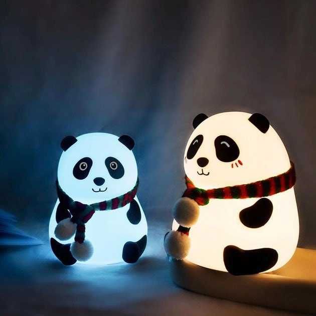 Дитячий силіконовий нічник світильник 7 кольорів панда