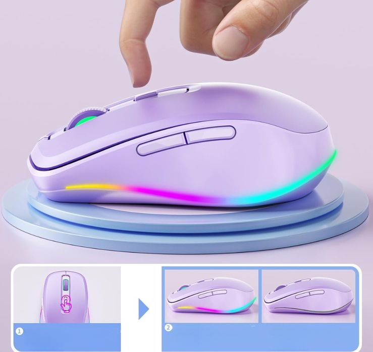 Bezprzewodowa mysz komputerowa Seenda USB-C z funkcja jiggler RGB