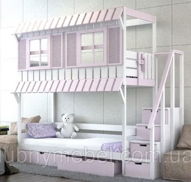 Ліжко двоярусне, двоповерхове, двухъярусная деревянная кровать Капучин