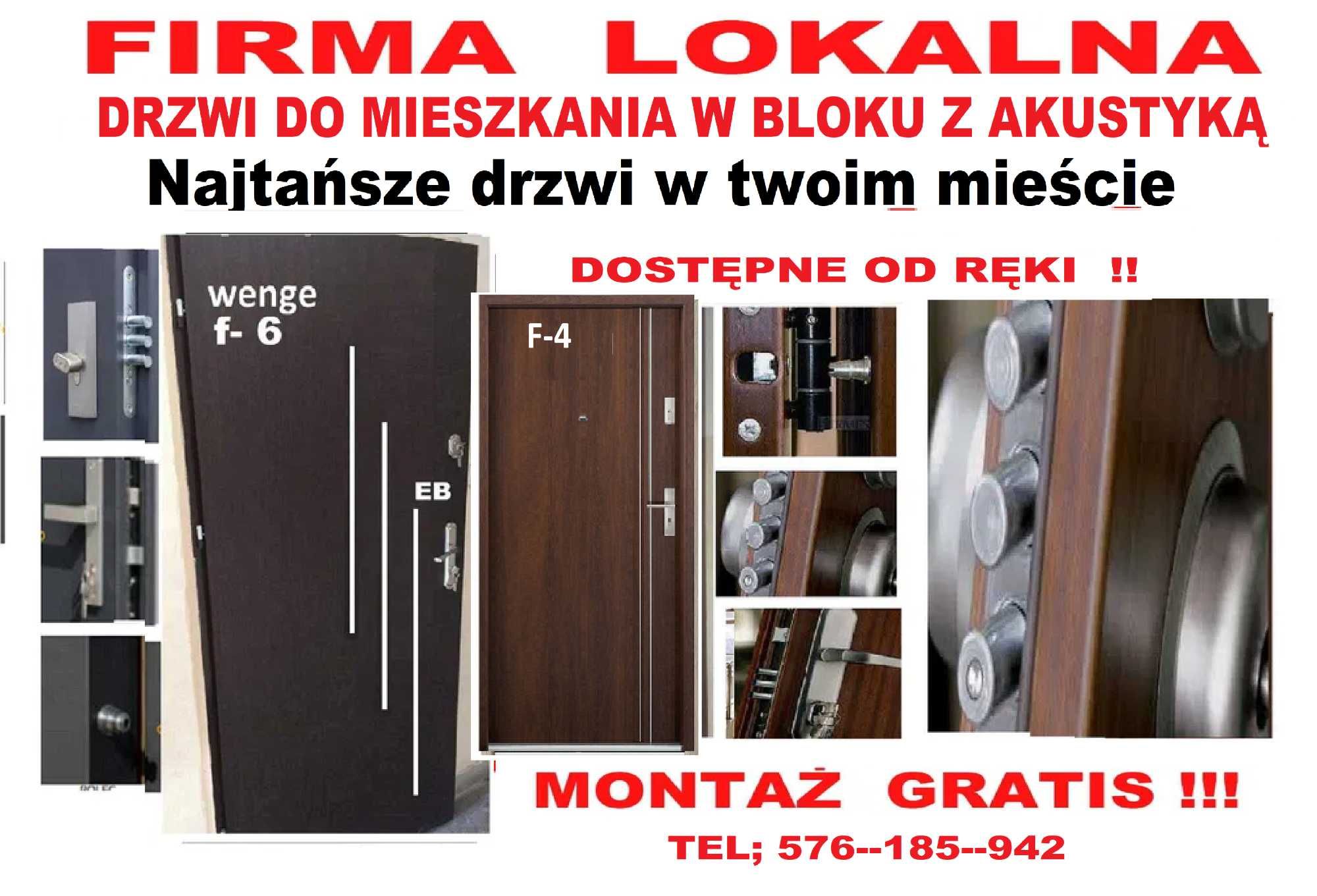 Drzwi zewnętrzne wewnątrzklatkowe ,wejściowe z montażem