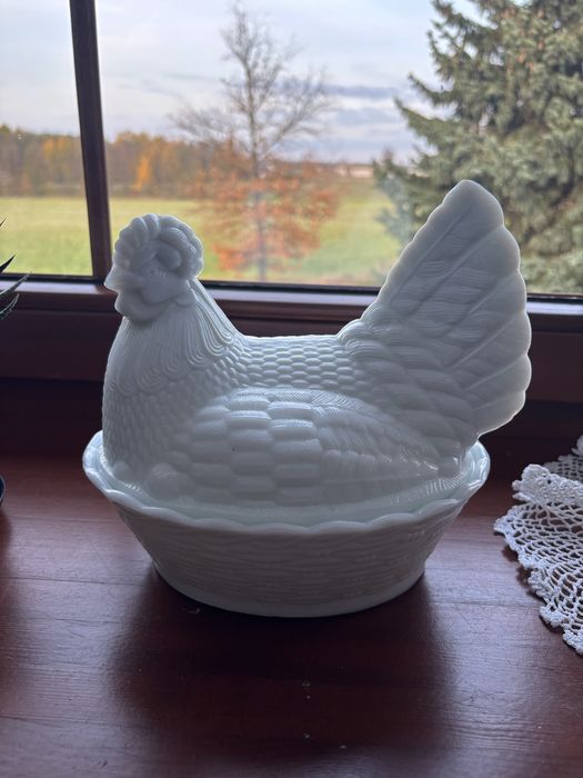 Szklana kura ząbkowice prl stare szkło