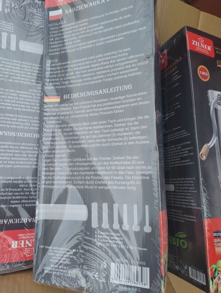Nadziewarka pionowa 5,5kg + dodatkowy tłok silikonowy