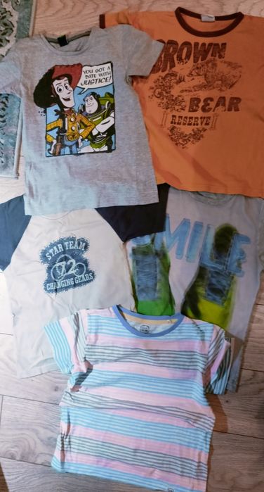 Zestaw 5 koszulek- bluzek z krótkim rękawem 128