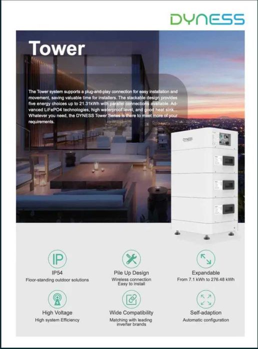 Dyness Tower 3,55 kWh - Módulo de Bateria de Alta Tensão para Expansão