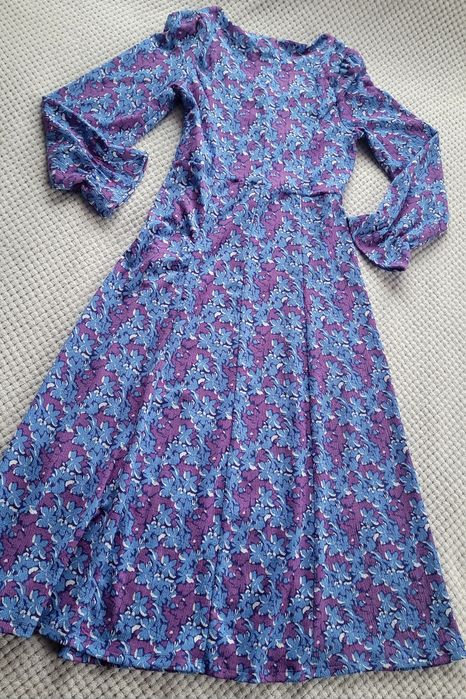 Hit Nowa prześliczna sukienka midi z długimi rękawami kwiatowy print S