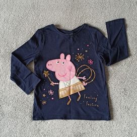 Peppa pig koszulka z długim rękawem 104 granatowa świnka złota stan bd