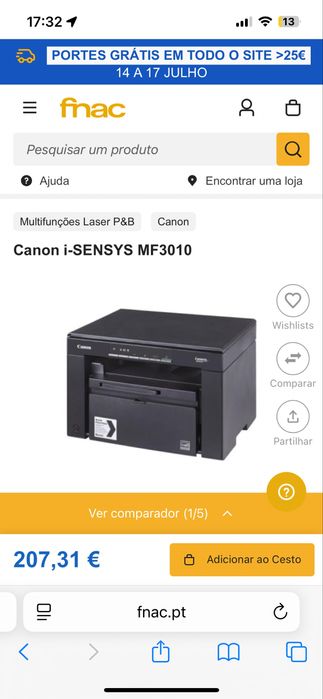 Canon i-SENSYS MF3010 NOVA e selada.