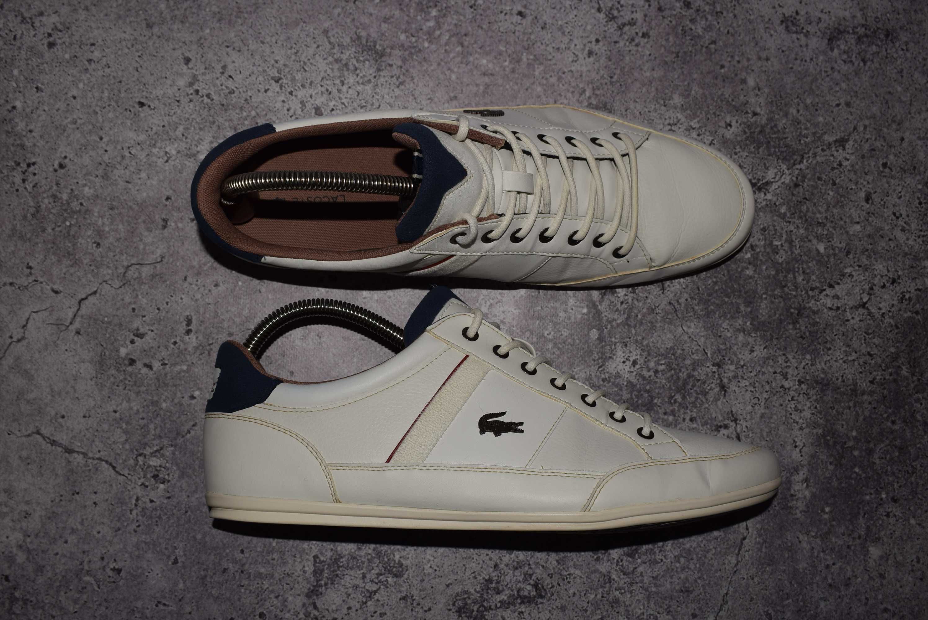 Lacoste Chaymon 118 (Чоловічі Шкіряні Білі Кросівки Кеди Лакост )