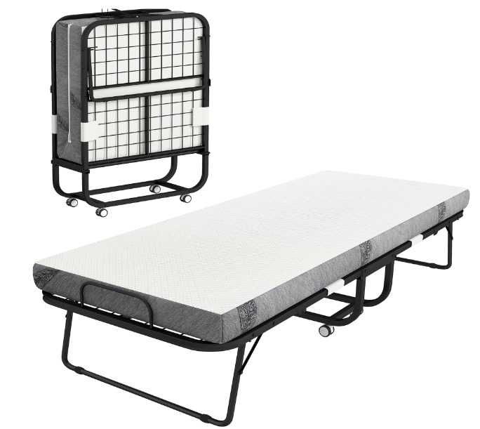2x Cama dobrável de solteiro, estrutura de metal resistente e colchão