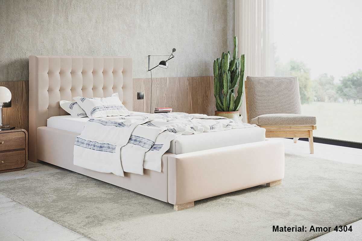 Łóżka Łóżko tapicerowane pikowane DELI 90x200 - stelaż + pojemnik