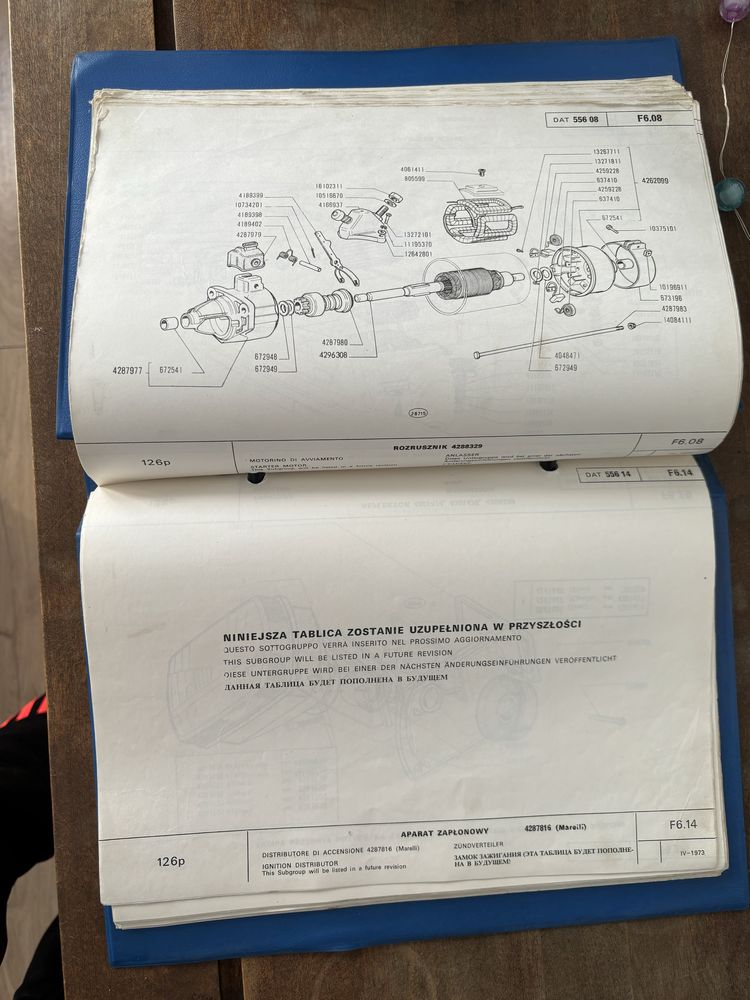 Katalog czesci Fiat 126p 1973 rok