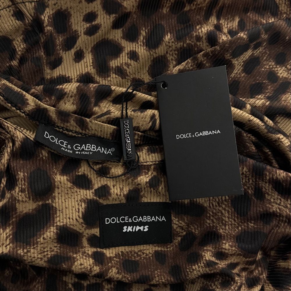 Майка Skims & Dolce Gabanna чорна біла леопардова топ скімс