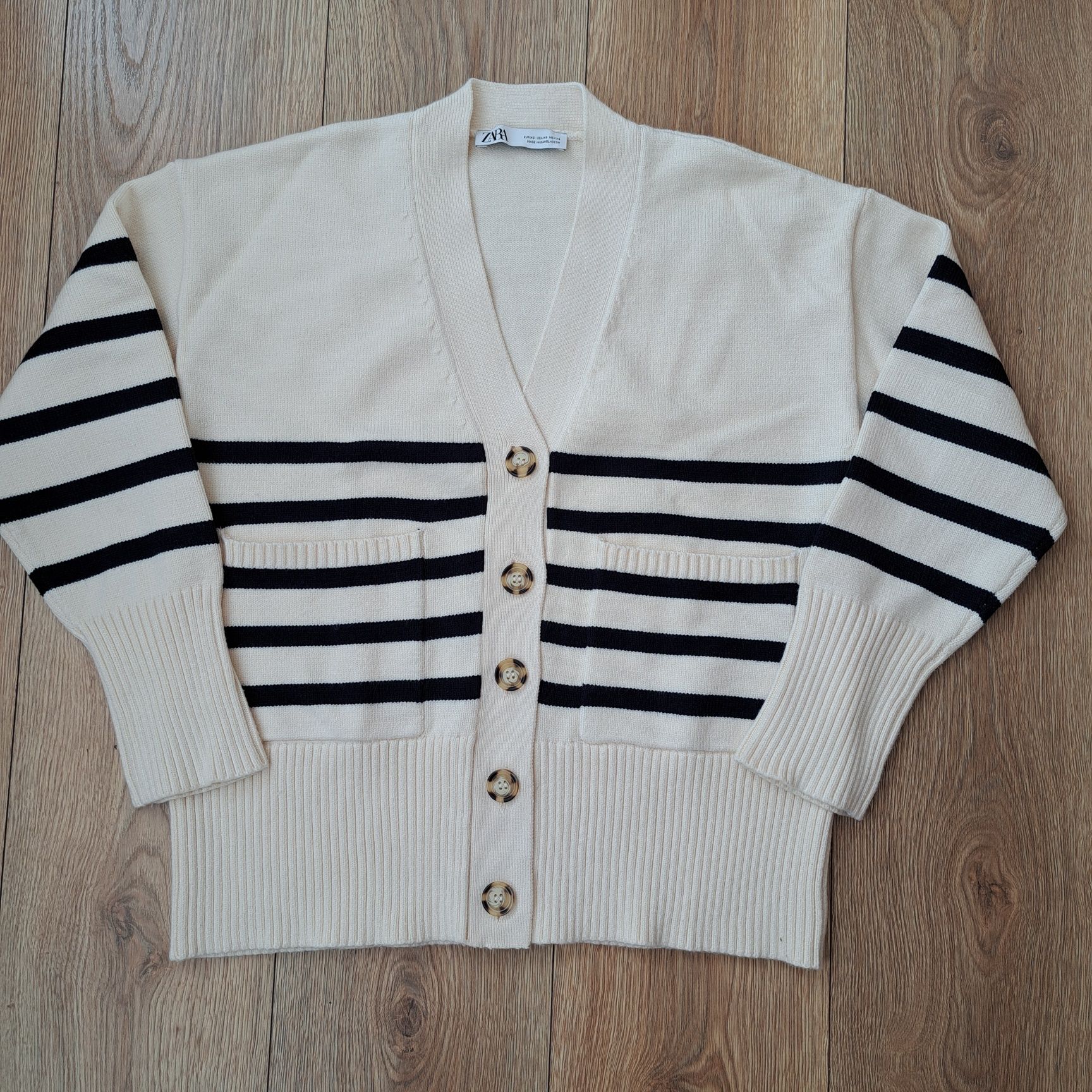 Sweter kardigan w paski Zara XS