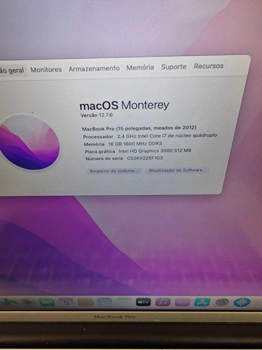 MacBook Pro 15 pol ( proc i7 com varios programas)