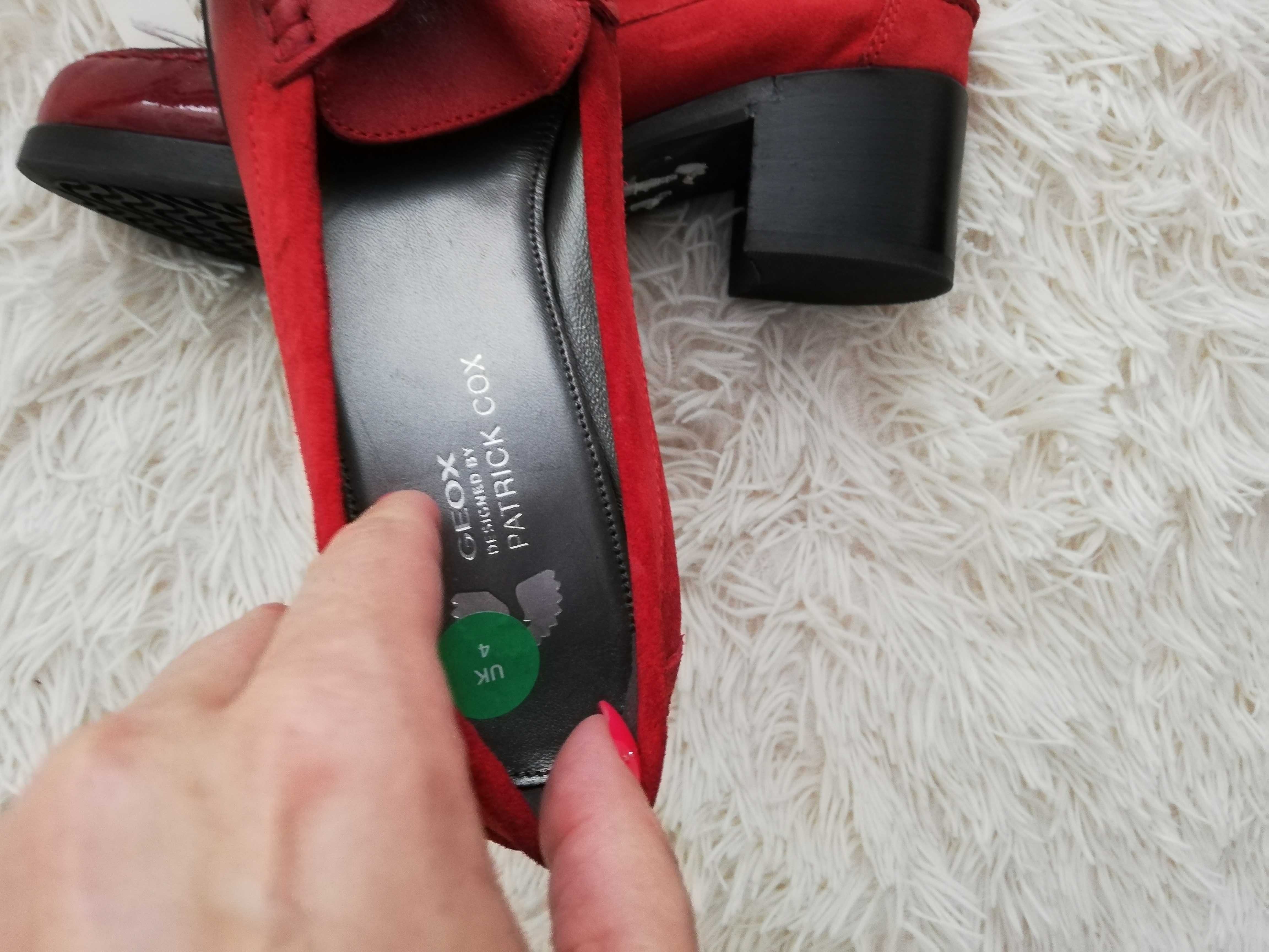 mokasyny Geox 37 skórzane czerwone skórzane mokasyny 37