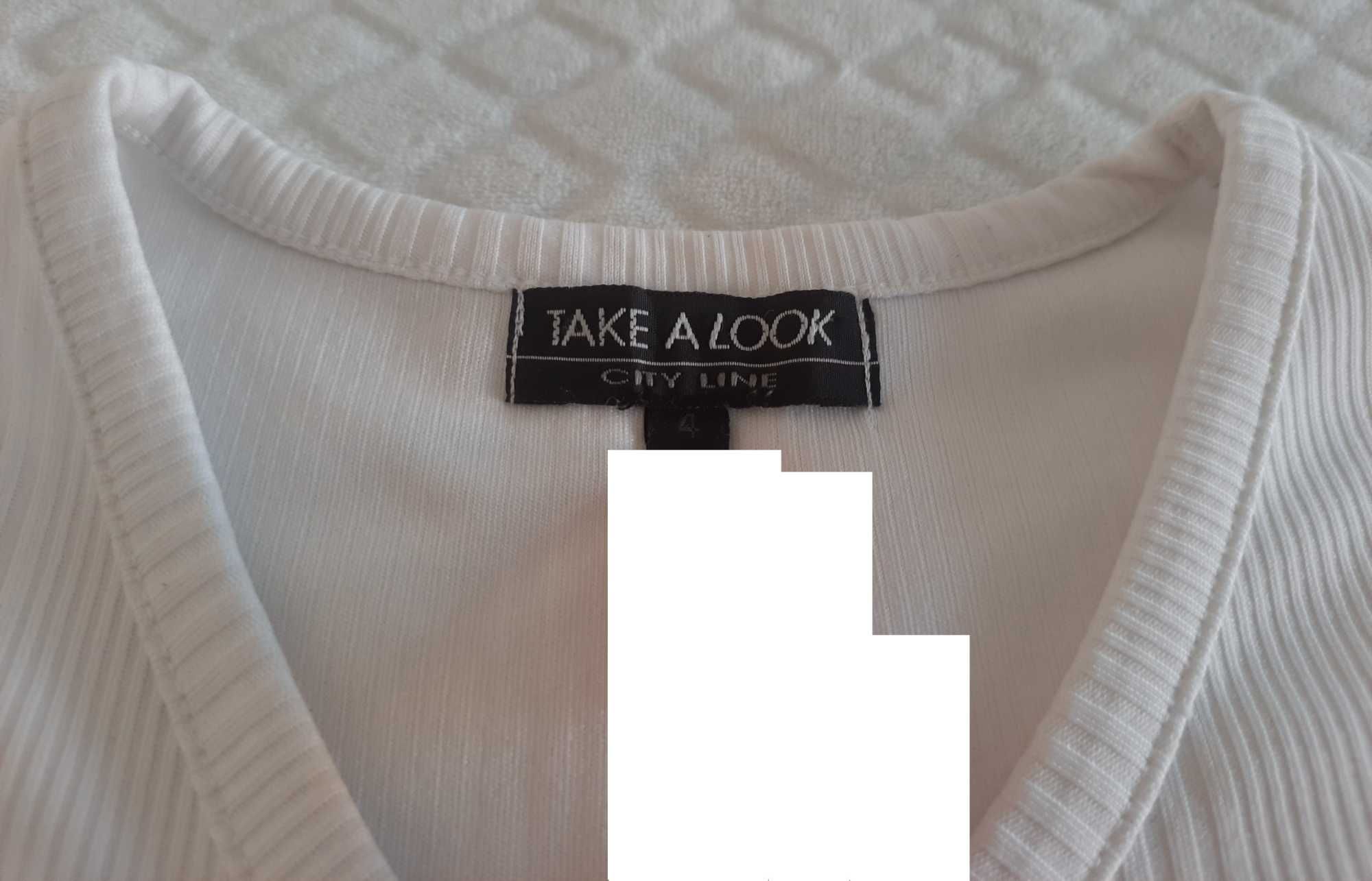 Bezrękawnik męski, koszulka, biały, prążki, slim fit, M-L (Odzież)